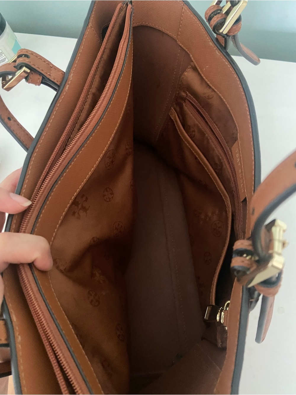 Tory Burch Saffiano Leather Small Buckle Tote - Picture 8 of 13